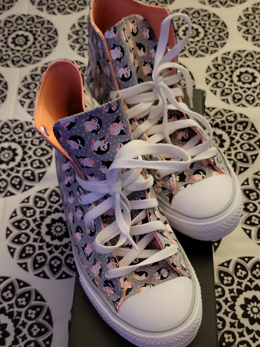 Converse High-Top Women's Canvas Sneakers in Gray with Pink Accents